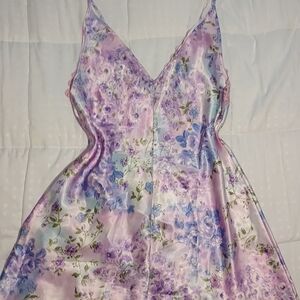 Vintage Expressions Floral Mini Dress - Purple and Pink
